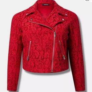 NWT Torrid Crochet Lace Moto Jacket size 2 2x 18 20